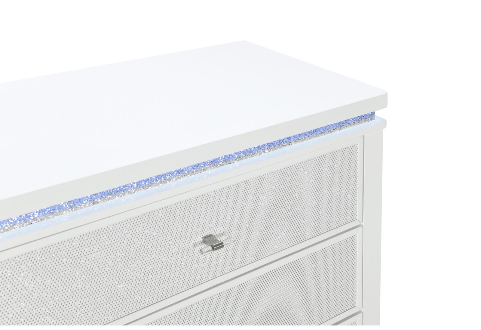 Alina-top-drawer-detail-1.jpg ALINA WHITE NIGHTSTAND WITH COOLER, LED, SPEAKER AND USB - Image 4