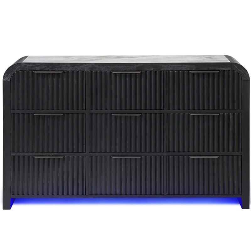 BECKETT WHT/BLK DRESSER W/ LED