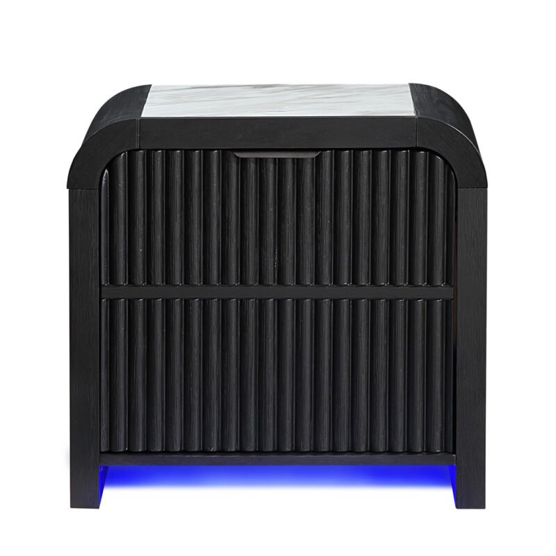 BECKETT WHITE/BLACK NIGHTSTAND WITH LED, COOLER AND SPEAKER