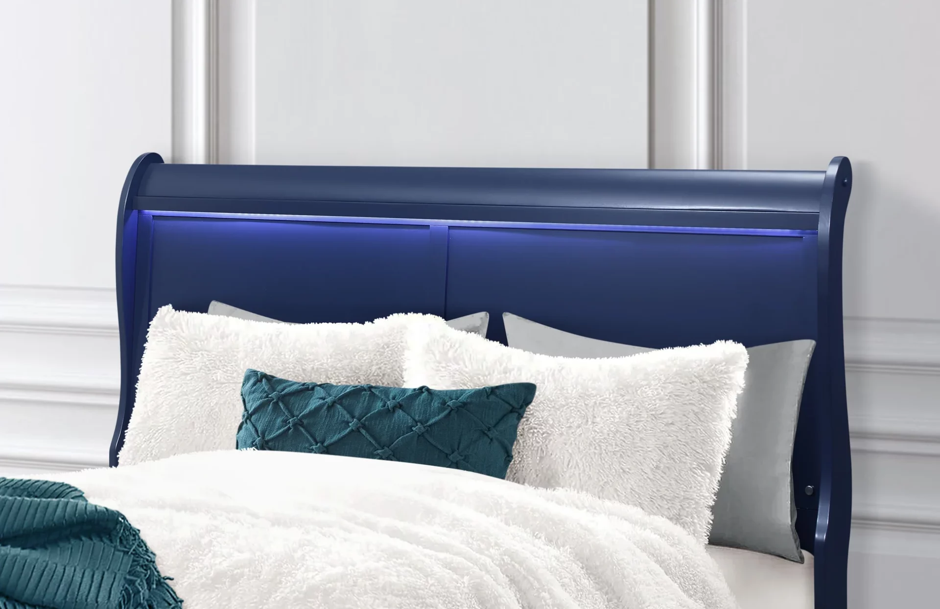 Charlie-Blue-Queen-HB-Close-Up-5.webp CHARLIE BLUE QUEEN BED WITH LED - Image 3
