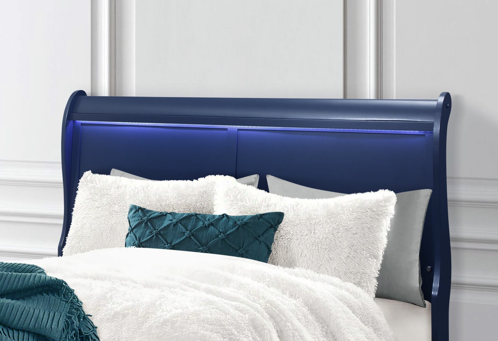 Charlie-Blue-Queen-HB-Close-Up-6.jpg CHARLIE BLUE KING BED WITH LED - Image 3