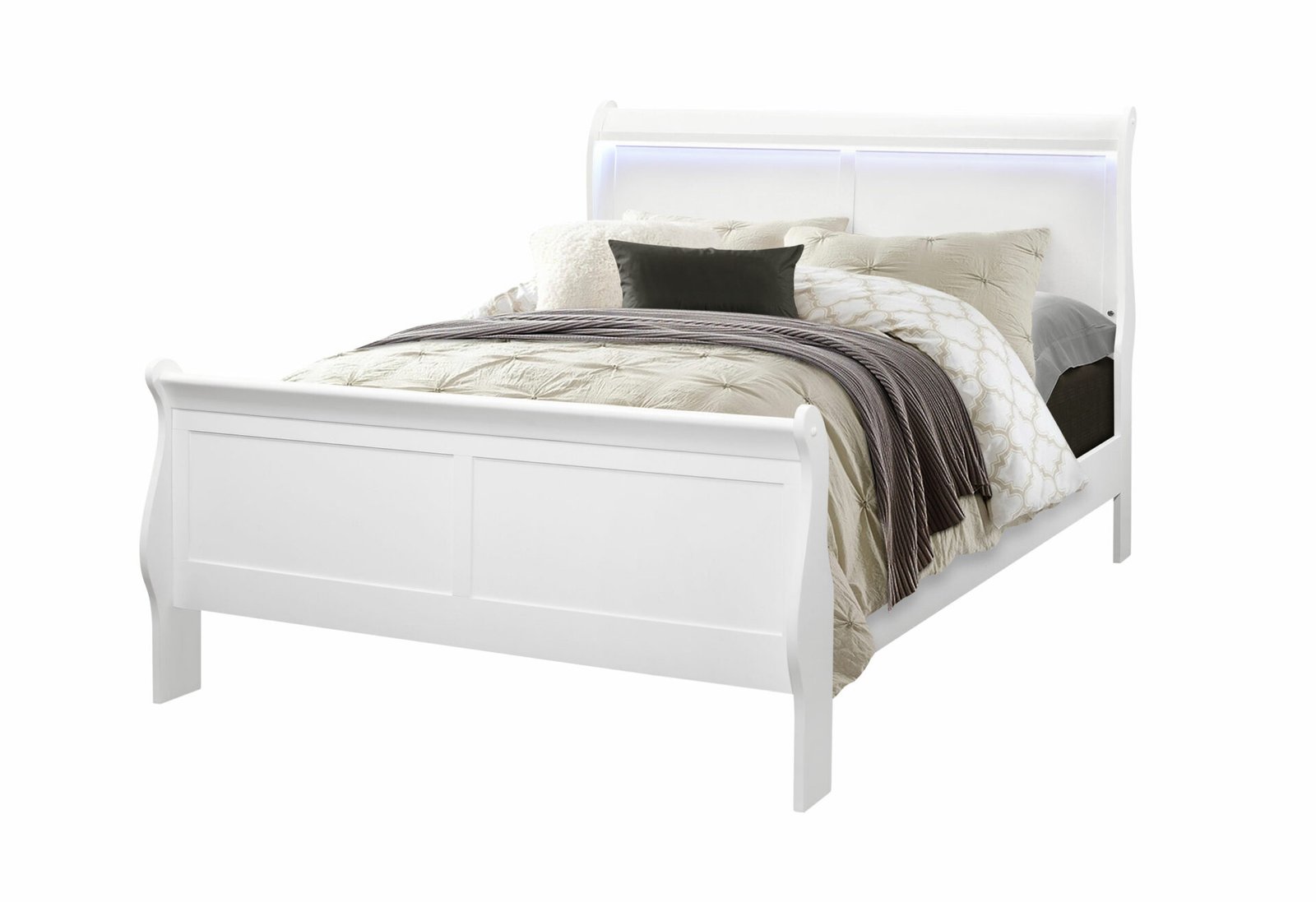 Charlie-White-Full-2-2.jpg CHARLIE WHITE FULL BED WITH LED - Image 2