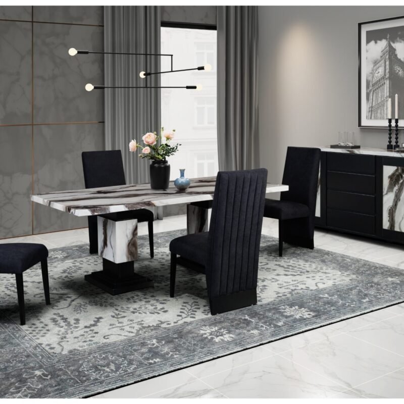 D12 DINING TABLE AND 6 DINING CHAIRS