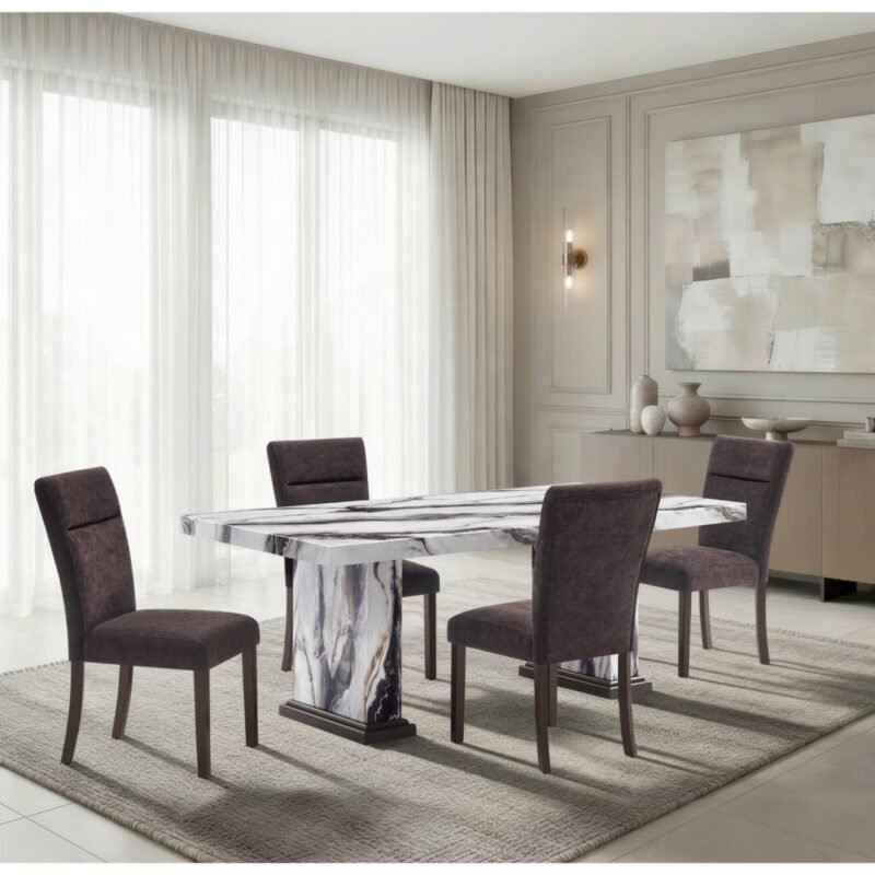 D8212 DINING TABLE WITH 8 D8212 DINING CHAIRS BROWN