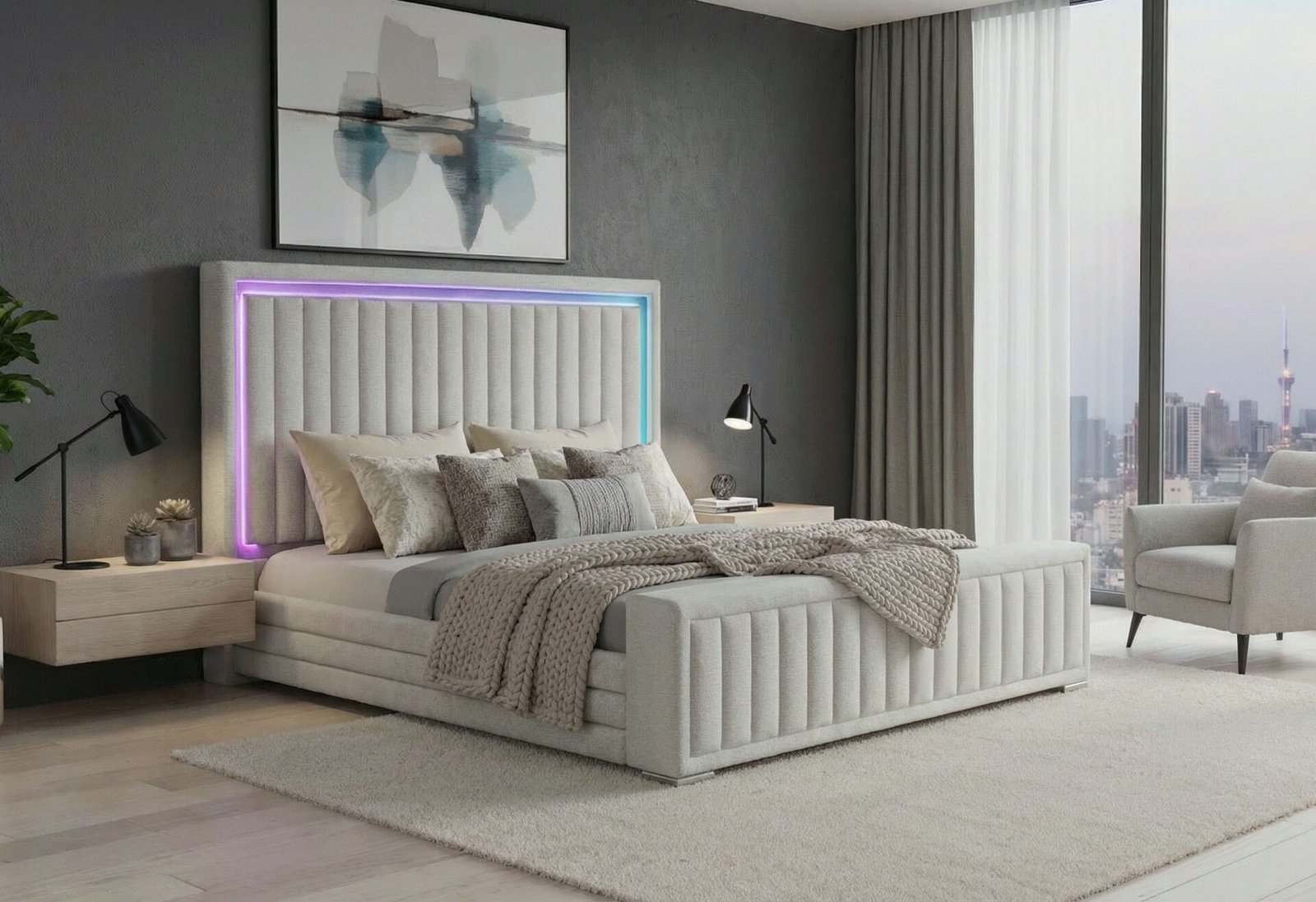 Elias-Grey-Standard-Footboard.jpg ELIAS GREY QUEEN BED WITH IMMERSIVE SOUND