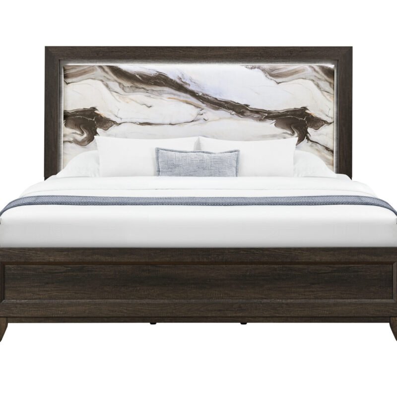HARMONY BROWN KING BED WITH LED