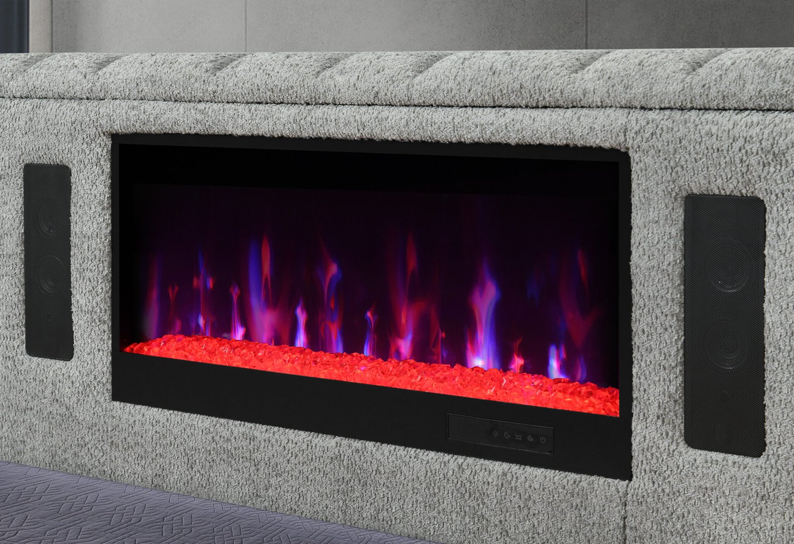 Isabella-Grey-KB-DETAIL-2-1.jpg ISABELLA GREY QUEEN BED W/LED, TV LIFT, SPEAKER AND FIREPLACE - Image 4