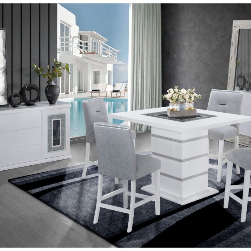 MONACO WHITE BAR TABLE + 8 MONACO BS-N