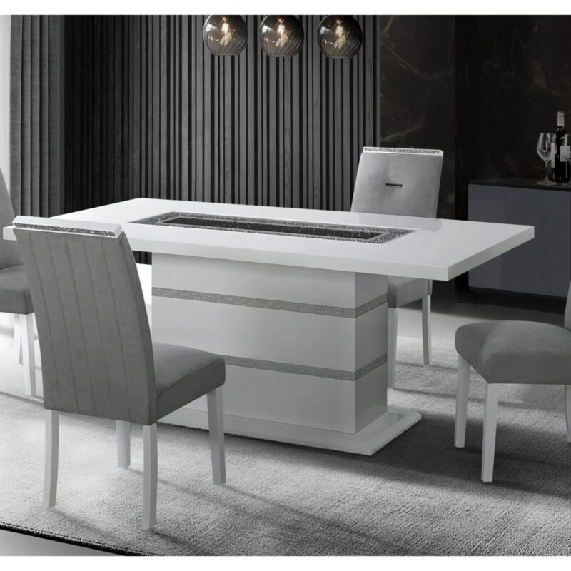 MONACO WHITE DINING TABLE + 6 MONACO DINING CHAIR