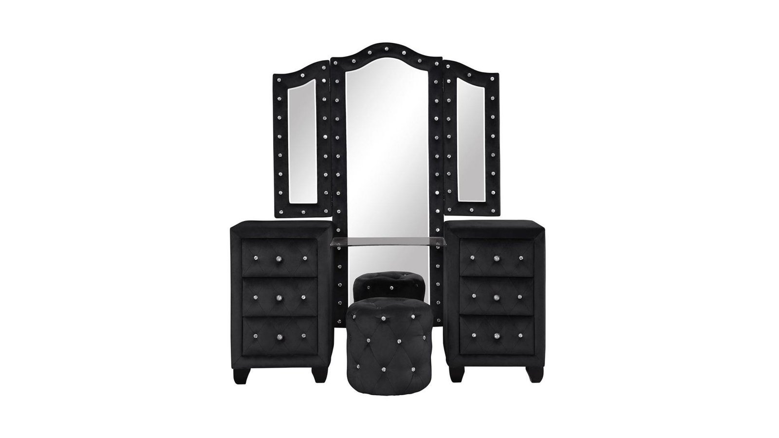 Sophia_Vanity_Set_Black_1_1500_975.jpg HAZEL QUEEN 4 PC VANITY BEDROOM SET IN BLACK - Image 4