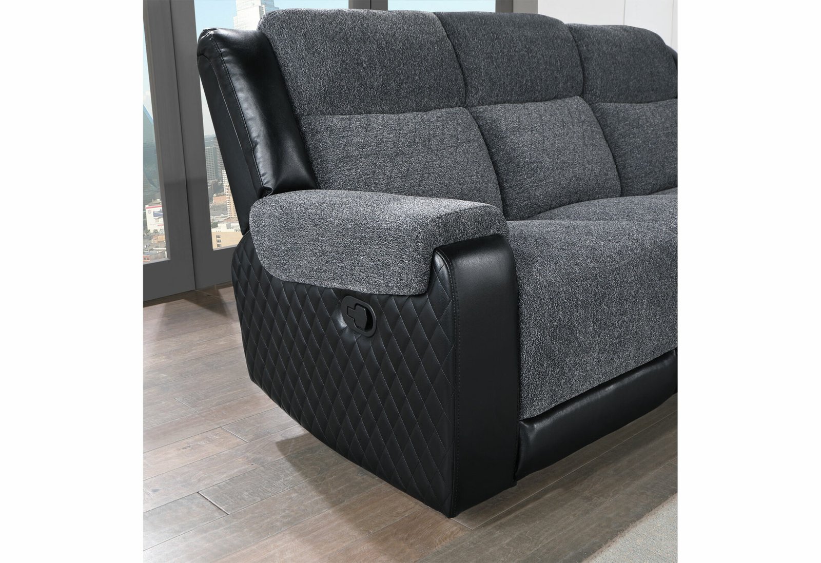 U5914-CV-CLOSE-UP-1-1-1.jpg U5914 GREY/BLACK RECLINER - Image 2
