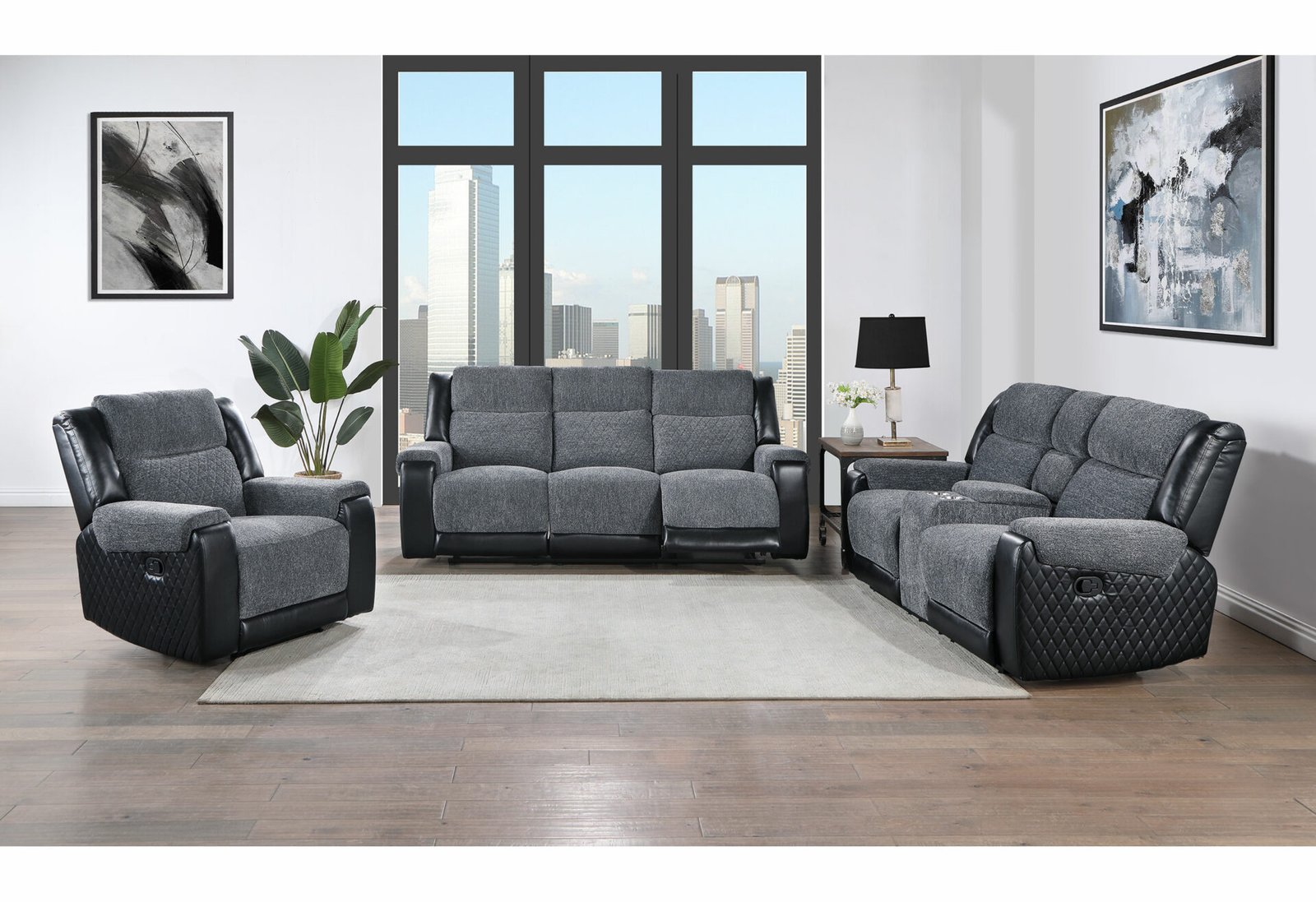U5914-CV-S-L-CH-RSC-5.jpg U5914 GREY/BLACK RECLINER - Image 3