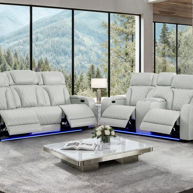 U8611 BLANCHE SILVER P2 PWR REC SOFA/PWR CONSOLE REC LOVESEAT