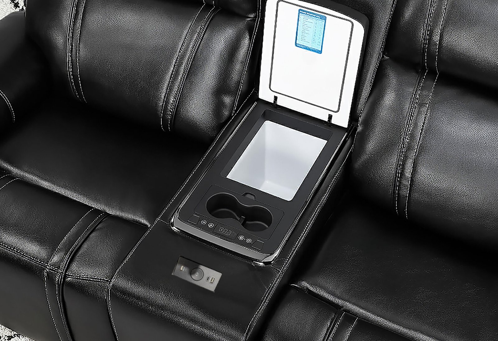 U8877-BLANCHE-BLACK-DTP672-14-PCRLS-COOLER-1-update.jpg U8880 BLACK LEATHER POWER RECLINING SOFA/POWER CONSOLE RECLINING SOFA - Image 2
