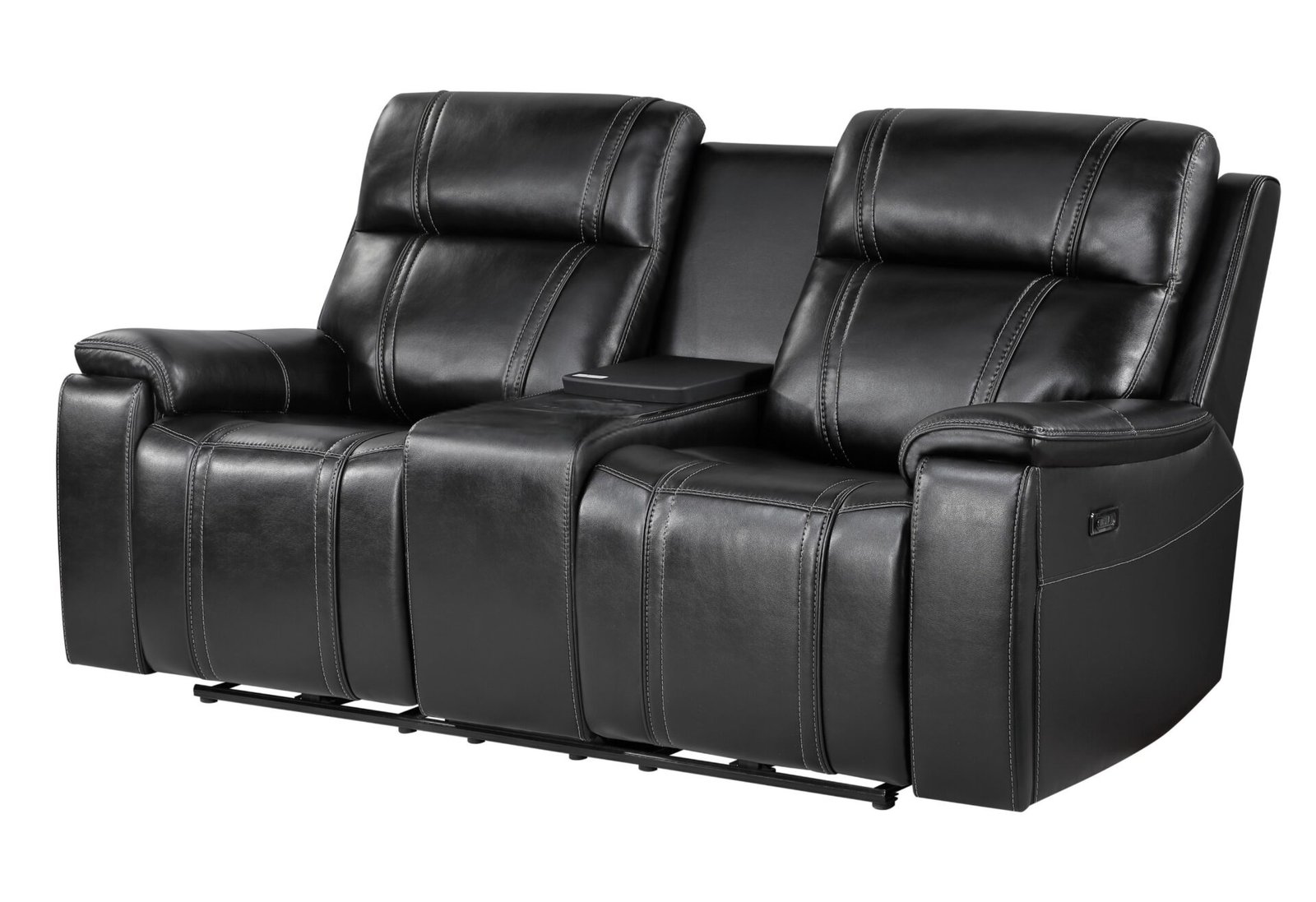 U8880-BLK-PCRLS-Angle.jpg U8880 BLACK LEATHER POWER CONSOLE RECLINING LOVESEAT WITH COOLER - Image 3