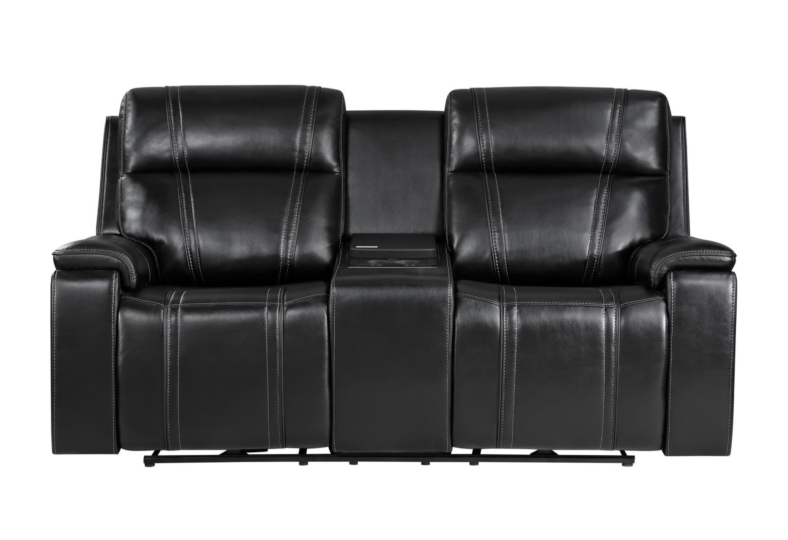 U8880-BLK-PCRLS-Front.jpg U8880 BLACK LEATHER POWER CONSOLE RECLINING LOVESEAT WITH COOLER - Image 2