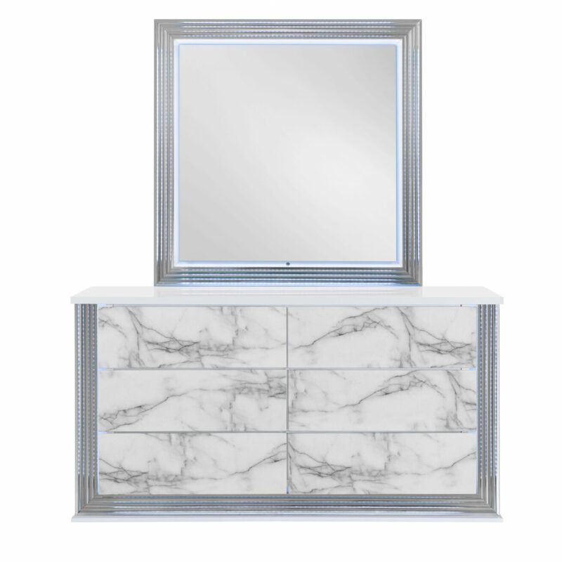YLIME WHITE MARBLE MIRROR WITH LED