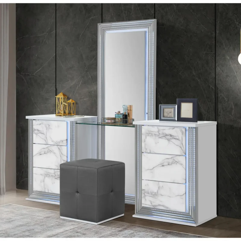 YLIME WHITE MARBLE VANITY SET